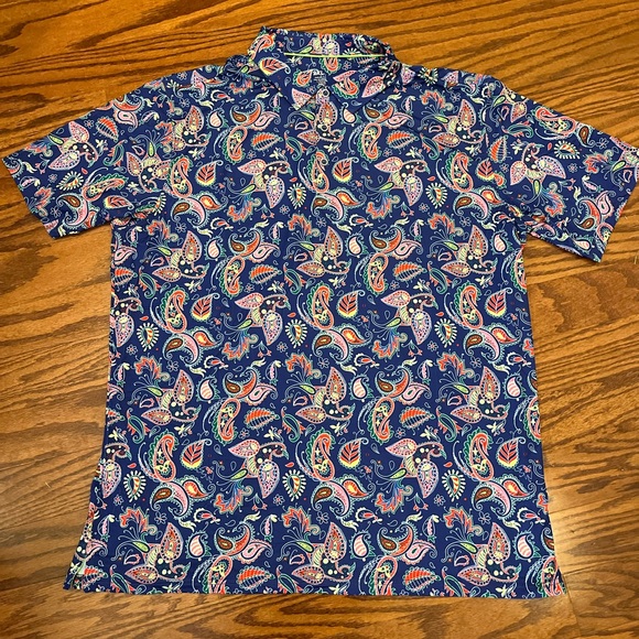 Damipow Paisley Golf Shirt - Dry Fit Short Sleeves Performance Polo 2XL - Picture 3 of 4